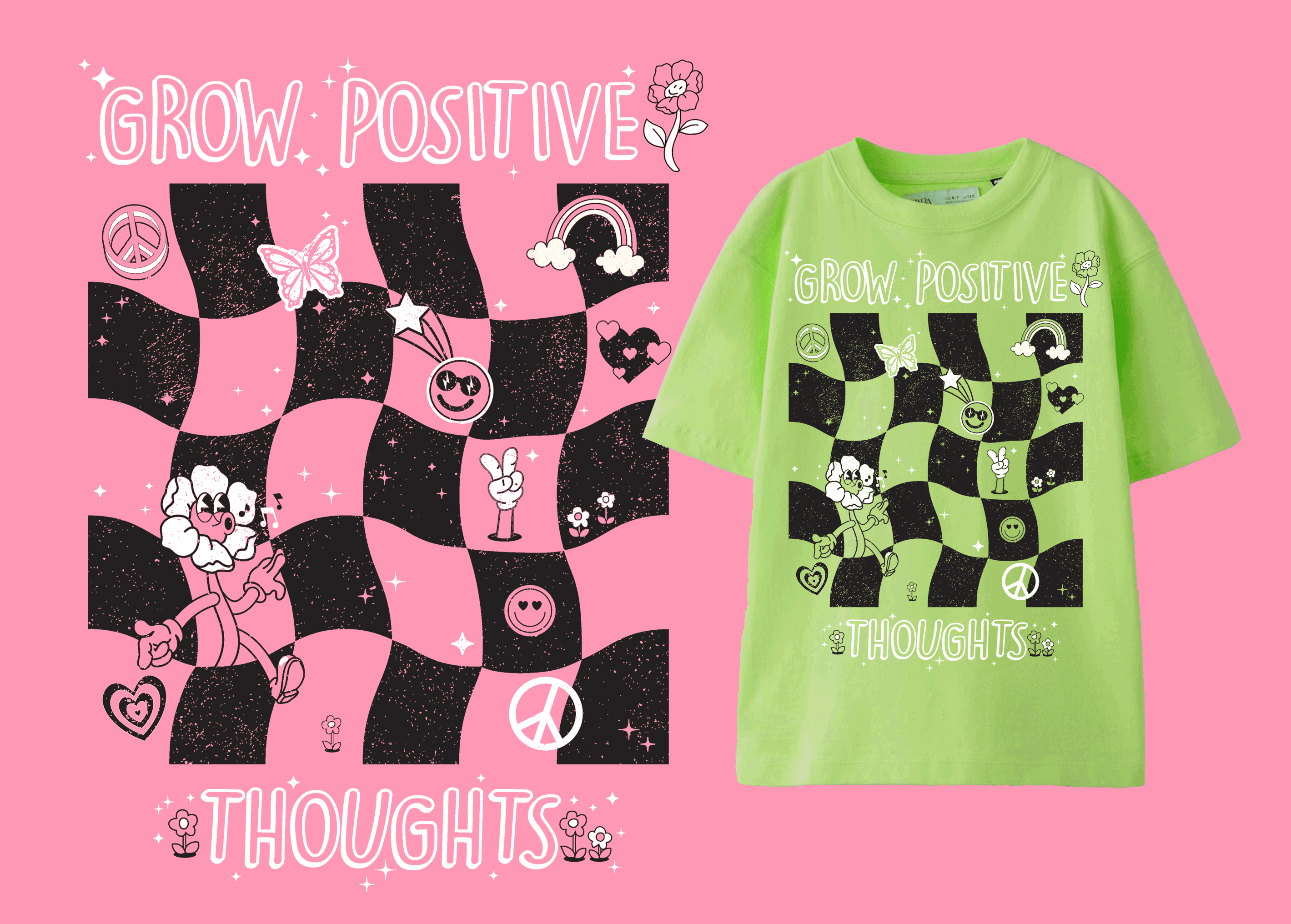 Grow Positive girls apparel graphic