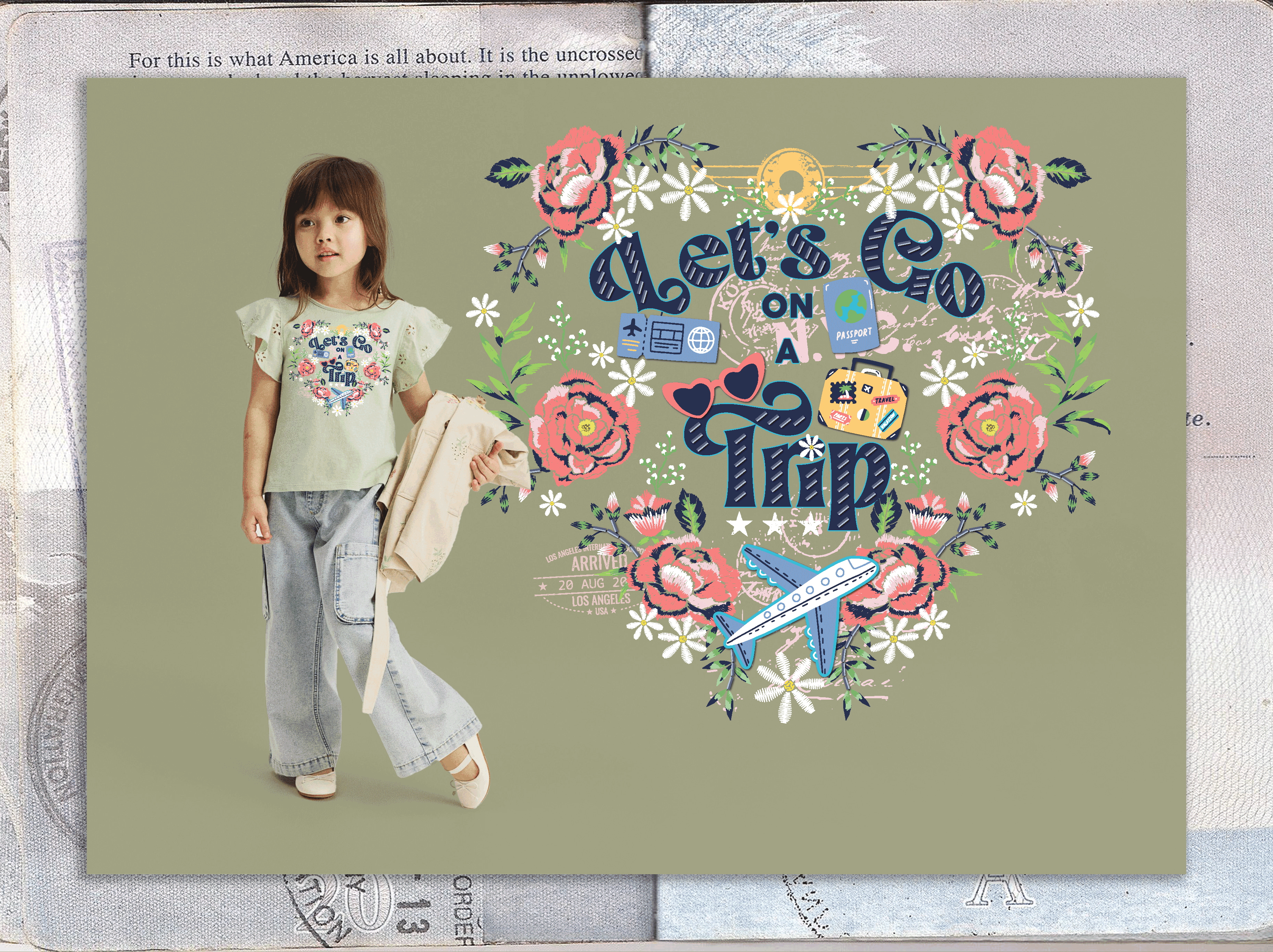 Let's Go on a Trip girls apparel graphic