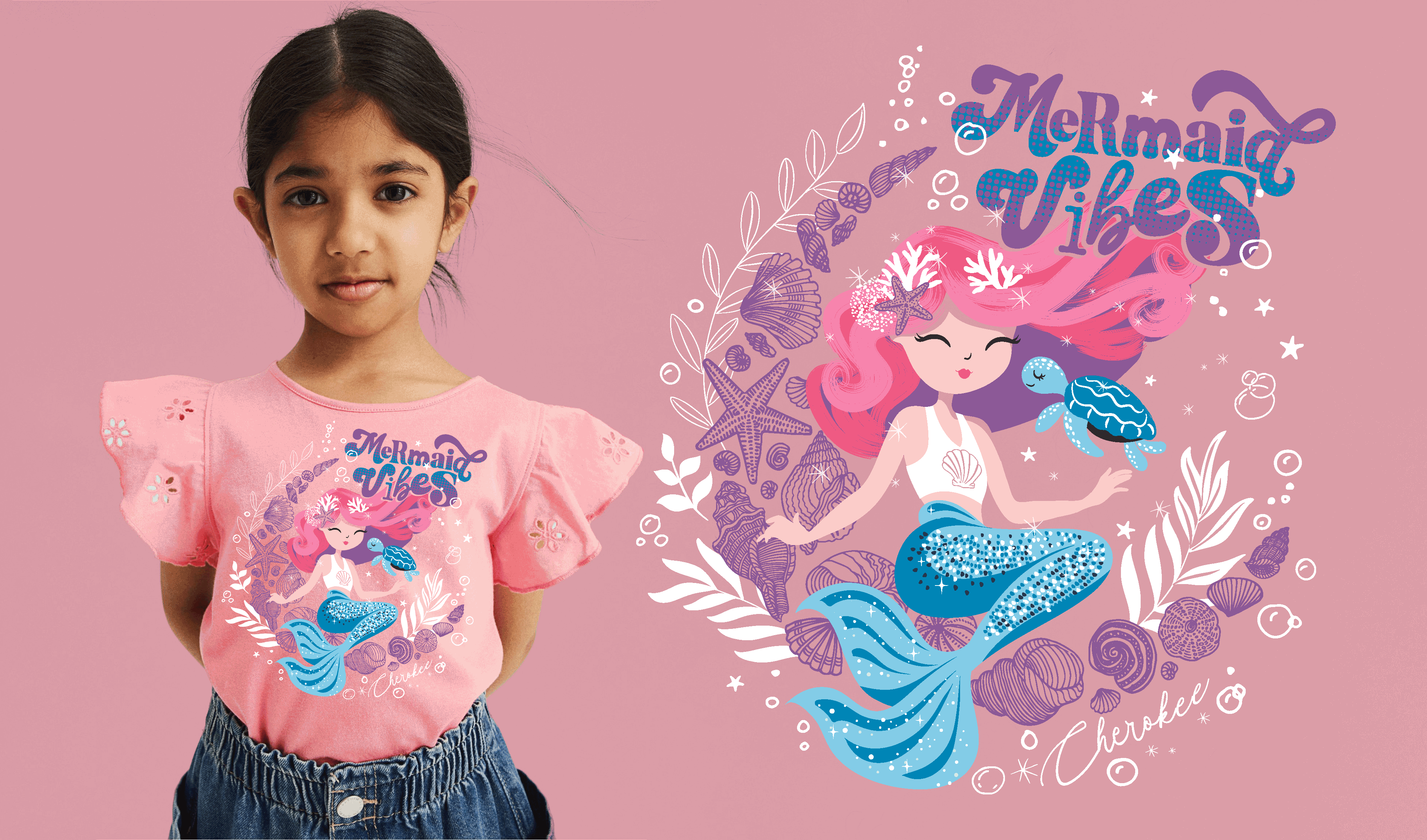 Mermaid Vibes girls apparel graphic