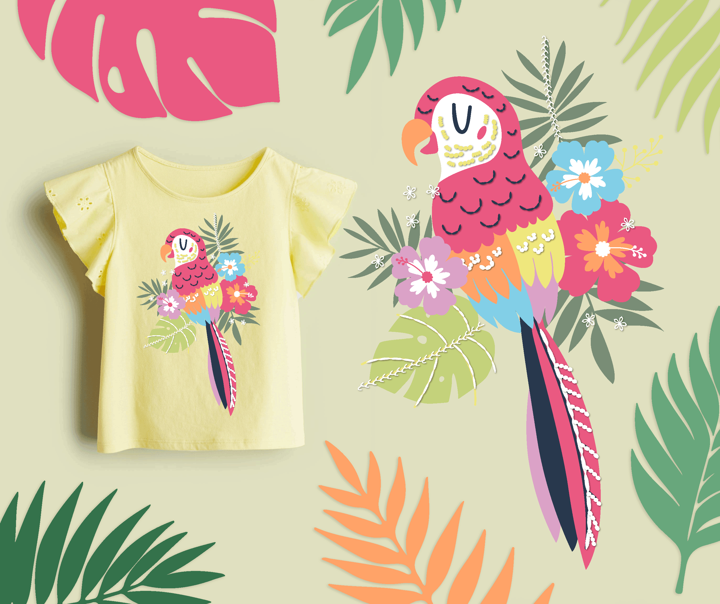 Parrot girls apparel graphic