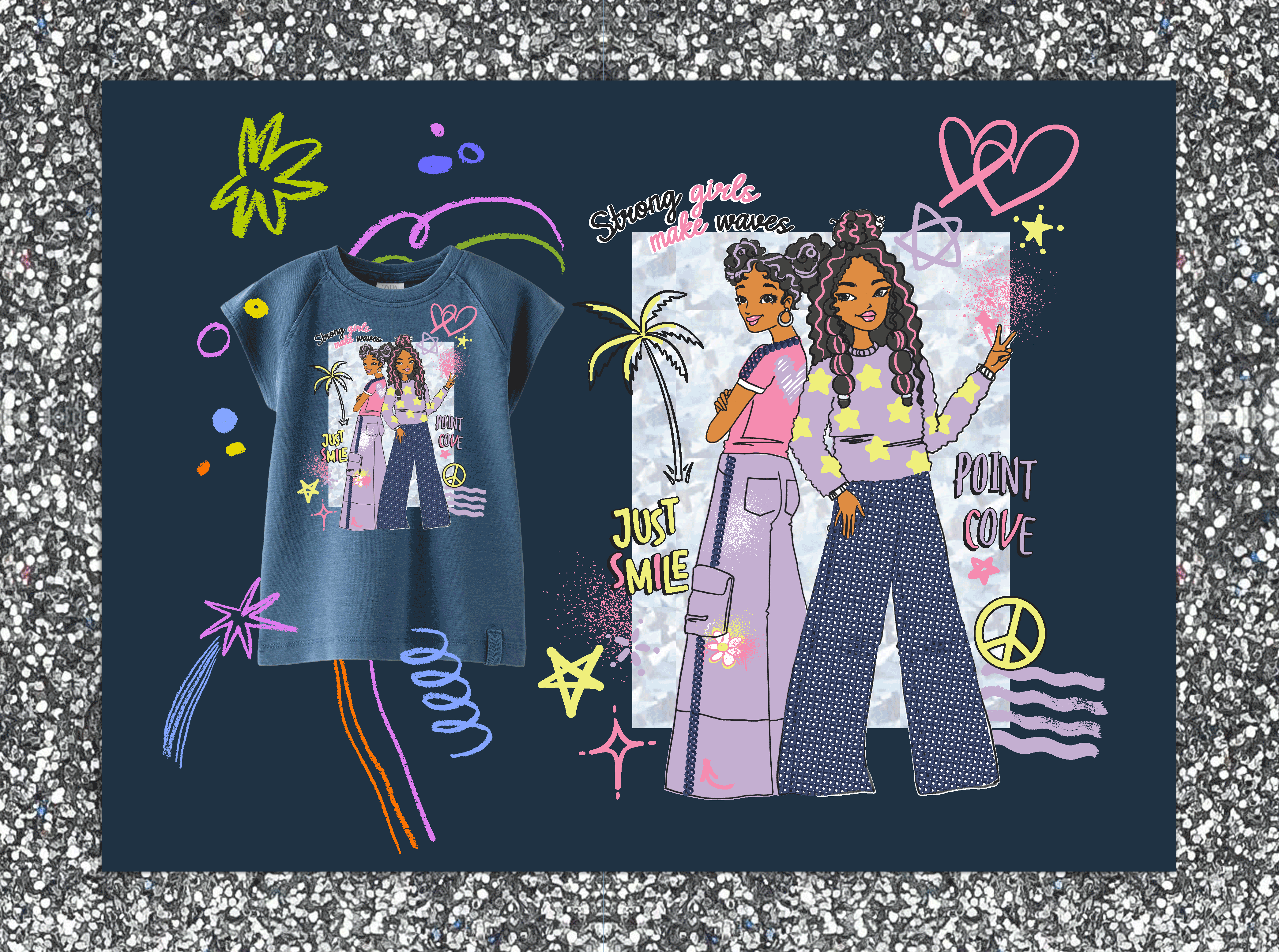 Strong Girls Make Waves girls apparel graphic
