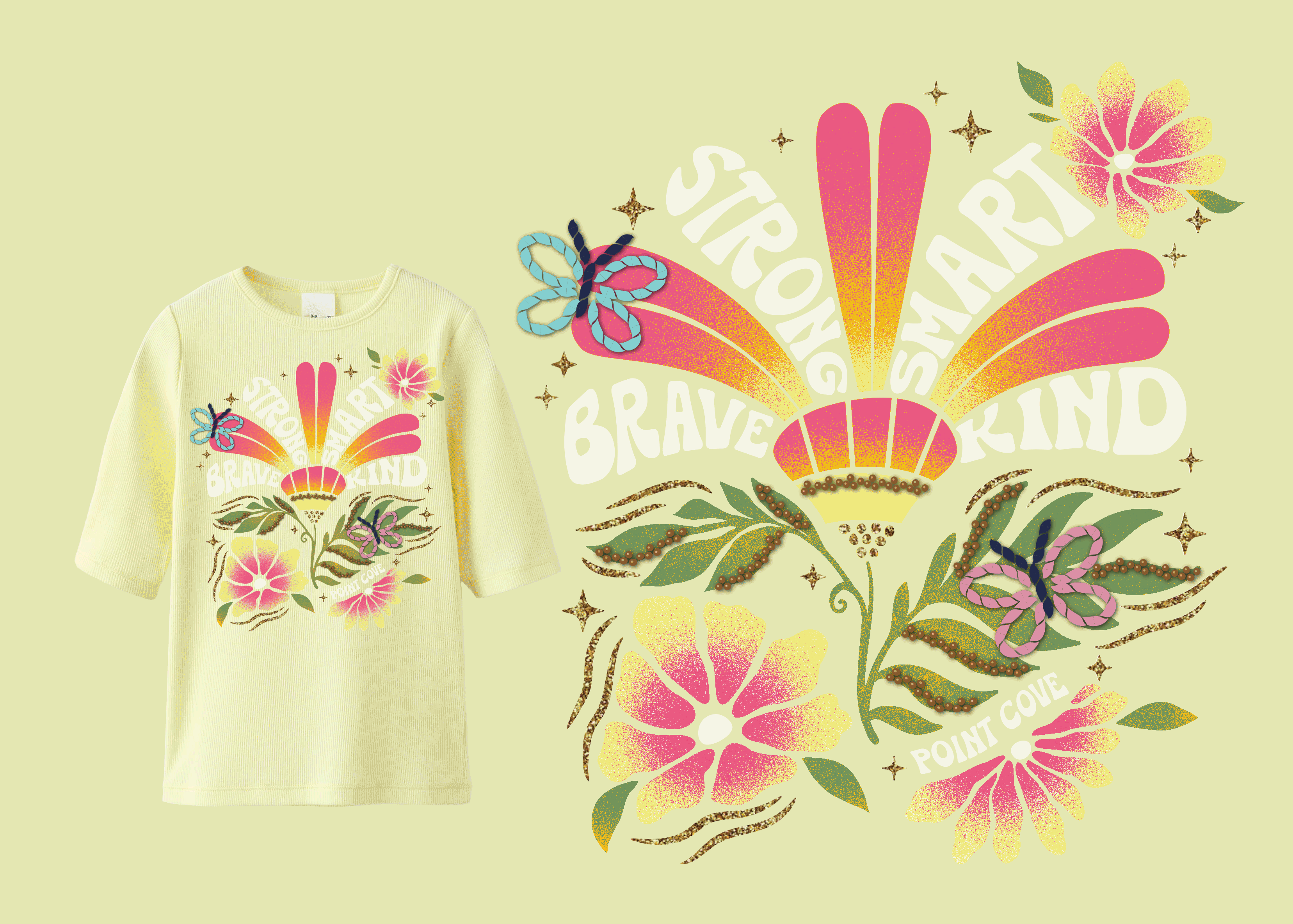 Brave Strong Smart Kind girls apparel graphic