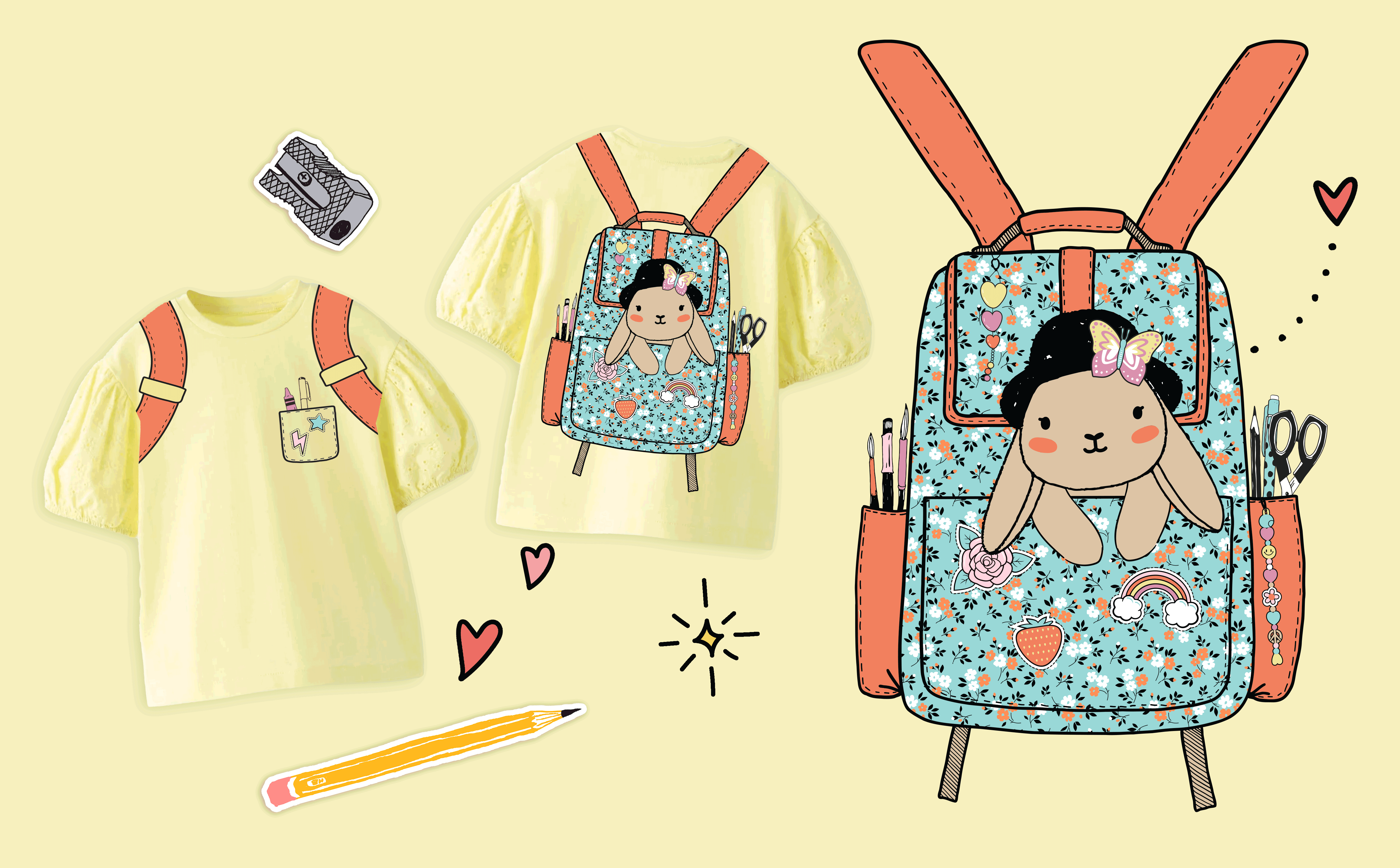 Bunny backpack girls apparel graphic