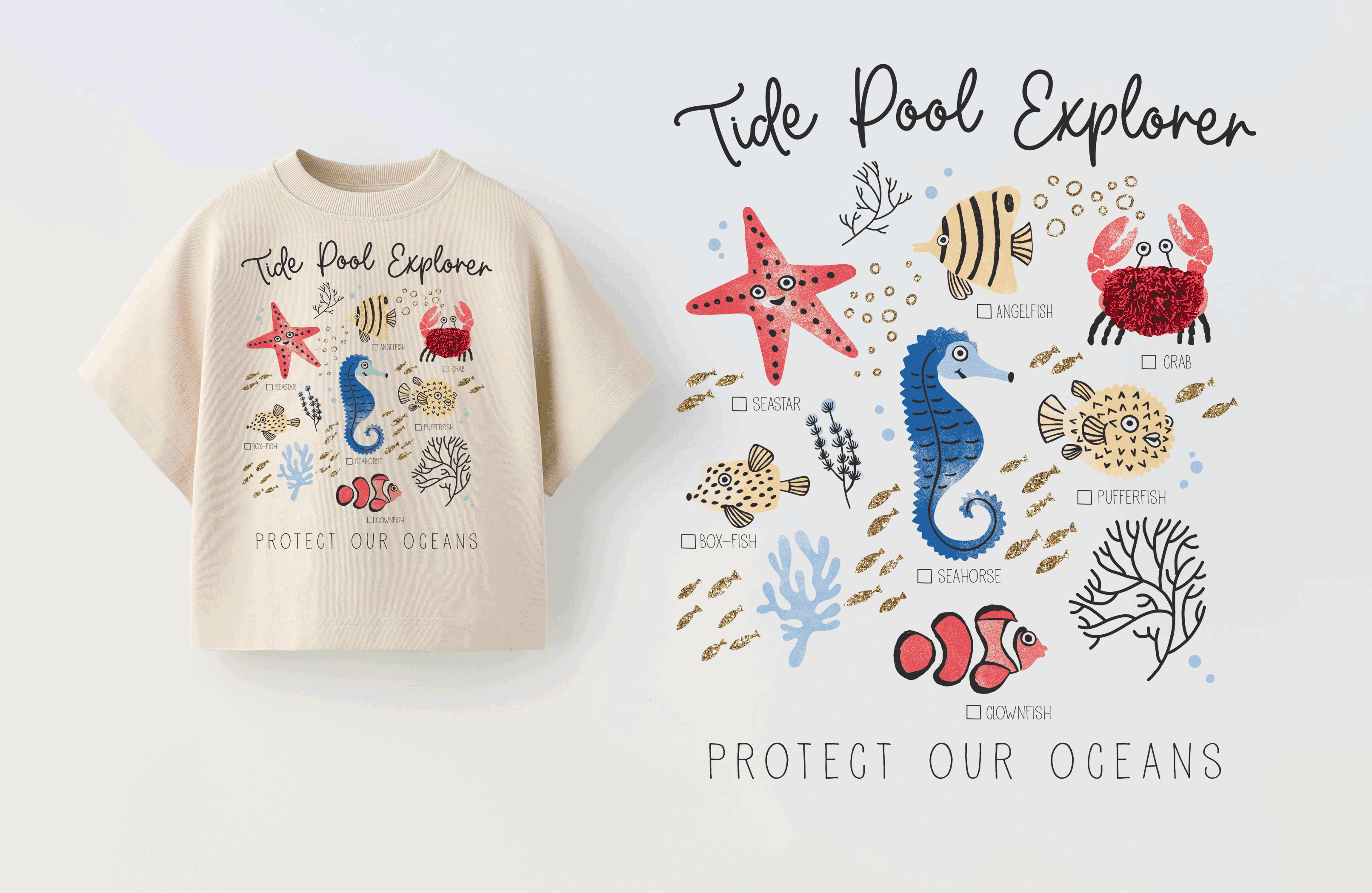 Tide Pool Explorer girls apparel graphic
