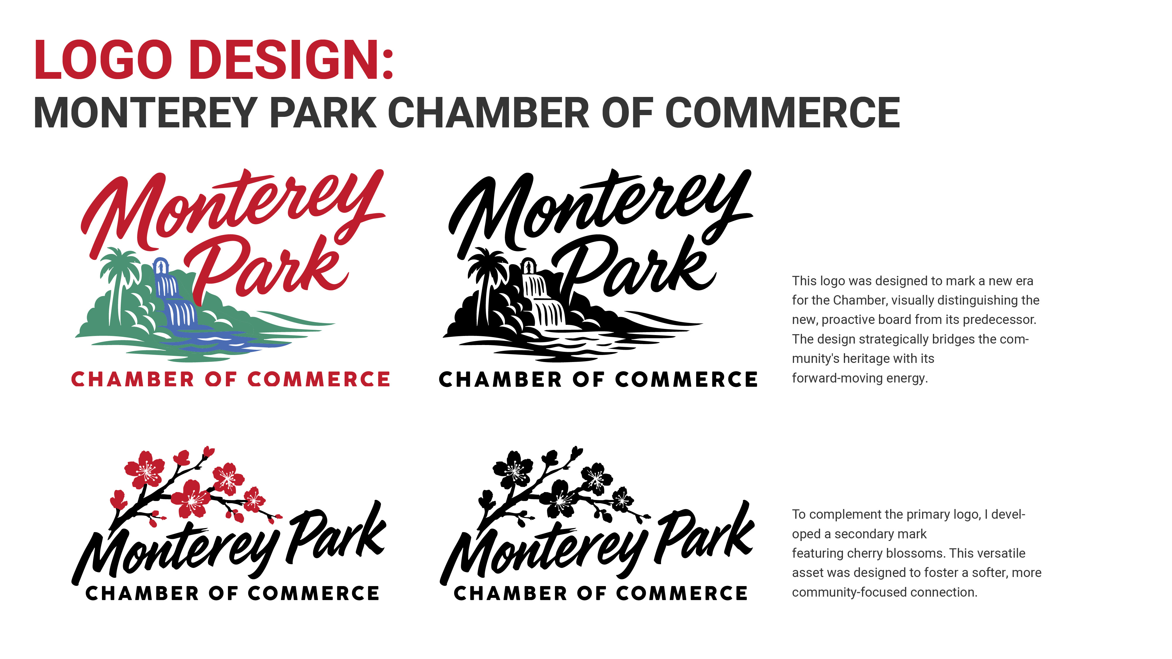 Monterey Park Chamber of Commerce primary and secondary logo designs