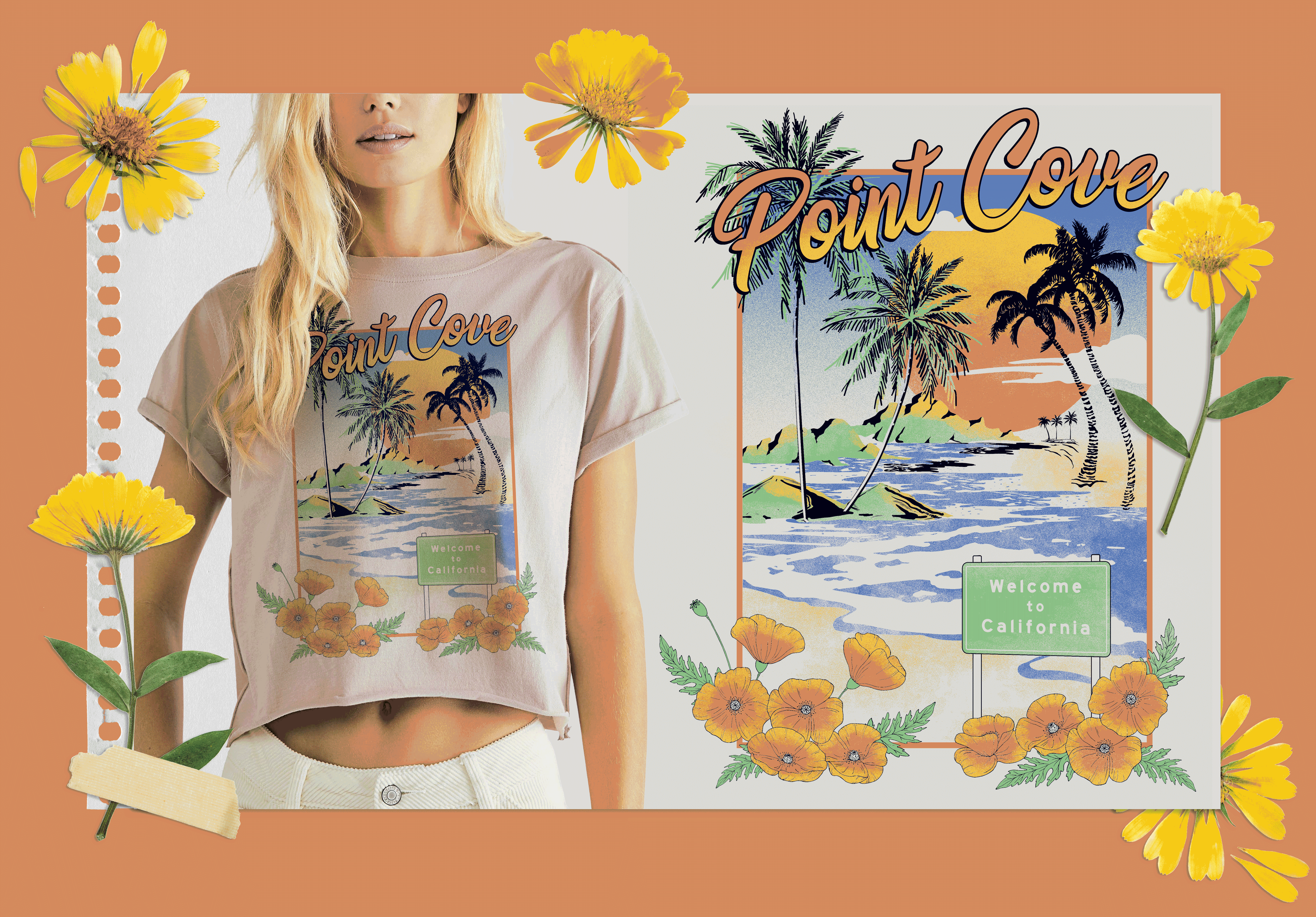 Point Cove Poppies women's textile graphic